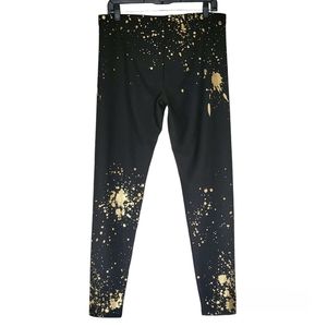 HOTSOX dream collection stretch legging. Black w/ gold splatter. Size large.